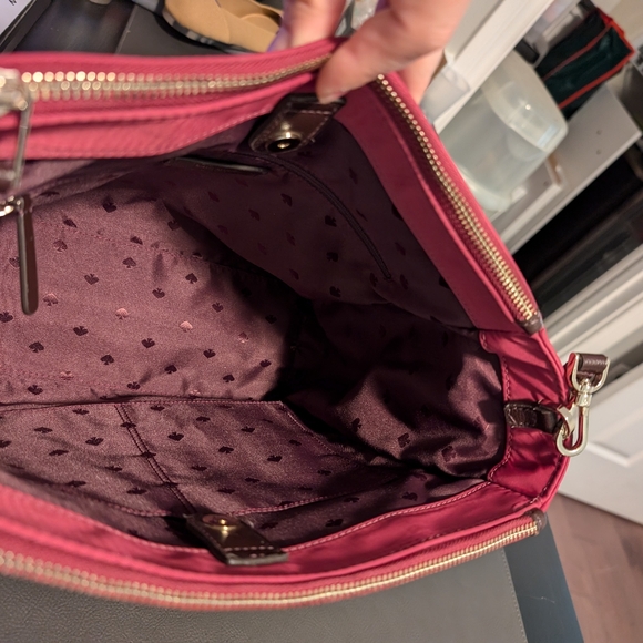 Kate Spade Dawn M Satchel Nylon Bag Rhubarg Tart - Picture 5 of 15